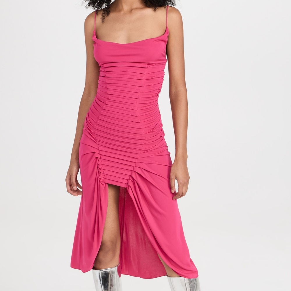 Dion Lee Fuchsia Ruched Midi Dress
